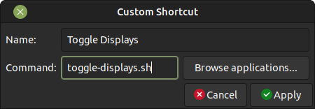 Creating a custom Shortcut for Toggle Displays