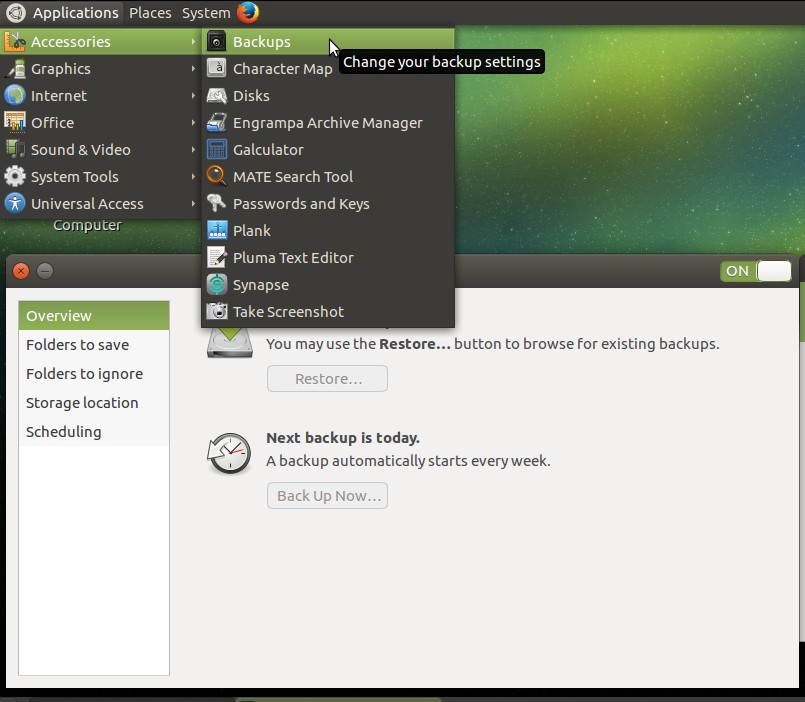 Ubuntu MATE's backup tool