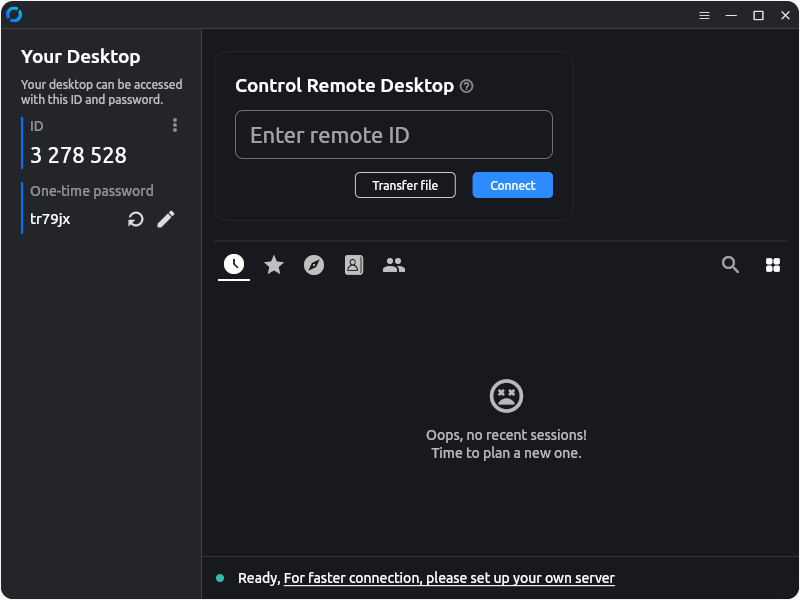 RustDesk running on Pop!_OS