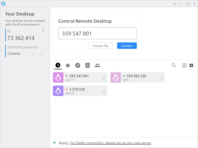 The RustDesk interface